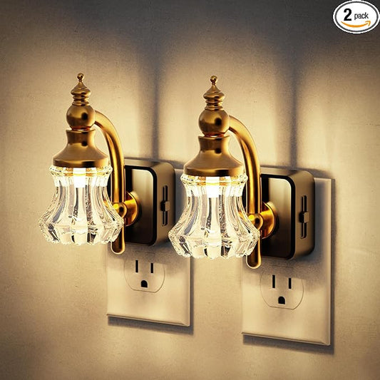 JandCase Night Light, Night Lights Plug into Wall, 2 Pack Glass Flower LED by JandCase