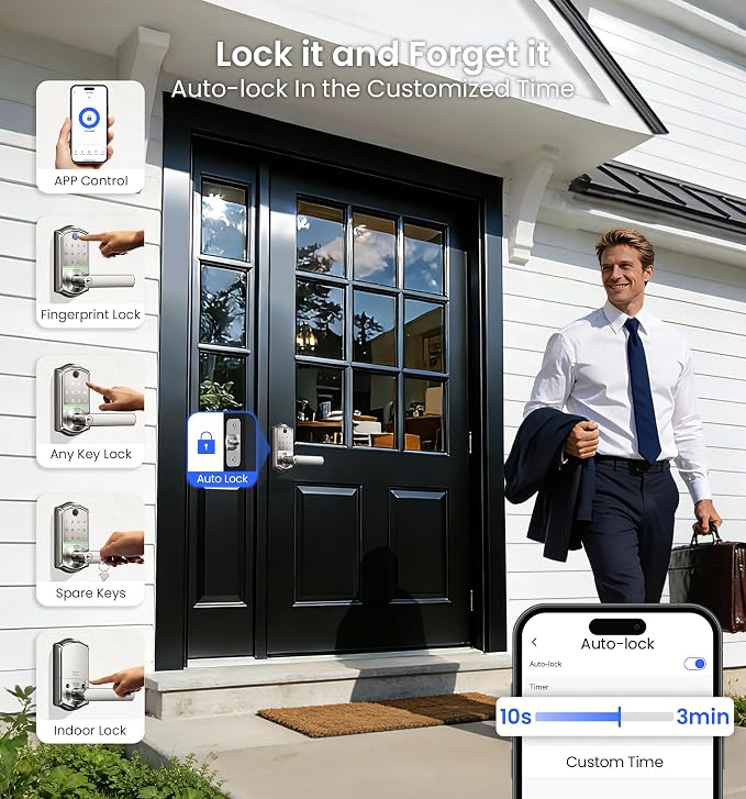 Veise VE019 Fingerprint Smart Lever Lock, App Control, Keyless Entry Door Lock - Image 7