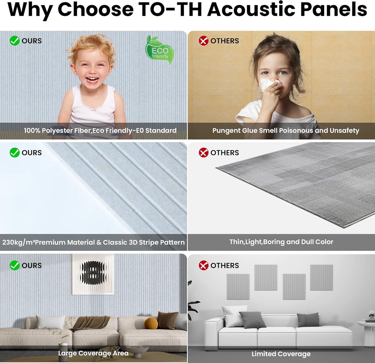 10 Pack Sound Proof Panels for Walls,48 x 24x 0.4 Inch Sound Deadening Panels,Large Acoustic Panels for Media Room, Office and Studio,Light Camel