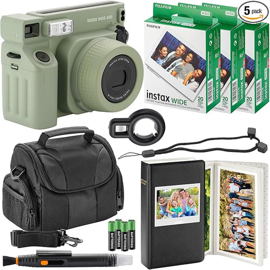 Fujifilm Instax Wide 400 Instant Camera + Camera Case + 4 AA Batteries + Photo by FUJIFILM