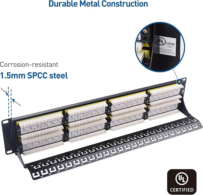 Cable Matters 48 Port Patch Panel Rackmount or Wall Mount 19-Inch - Image 5