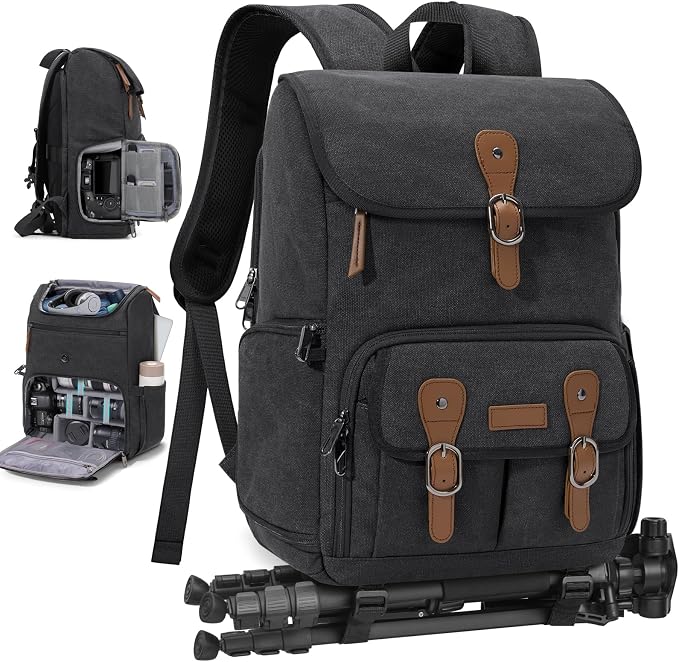 RAINSMORE Camera Bag Backpack for DSLR/SLR Mirrorless 15.6 Inch Laptop Camera by RAINSMORE