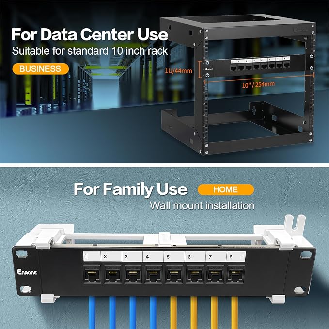 8 Port Patch Panel Cat6 Keystone Coupler Unshielded Wall Mount 10inch - Image 5