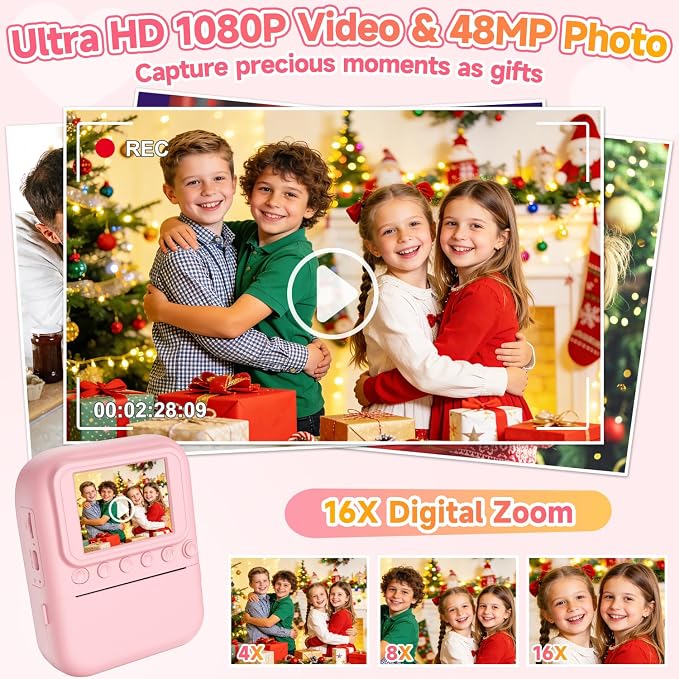 Kids Camera Instant Print, 1080P Digital Instant Print Cameras - Image 3