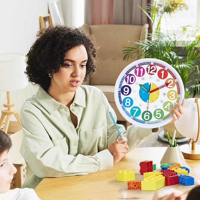 Lafocuse 12 Inch 3D Numbers Silent Kids Wall Clock, Learn to Tell Time Clock - Image 3