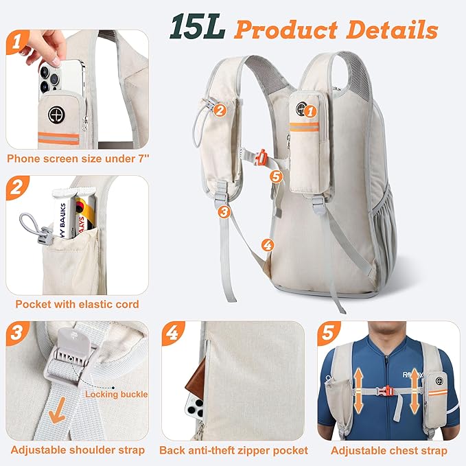 BECOJADDE 15L Small Hiking Backpack - Image 2