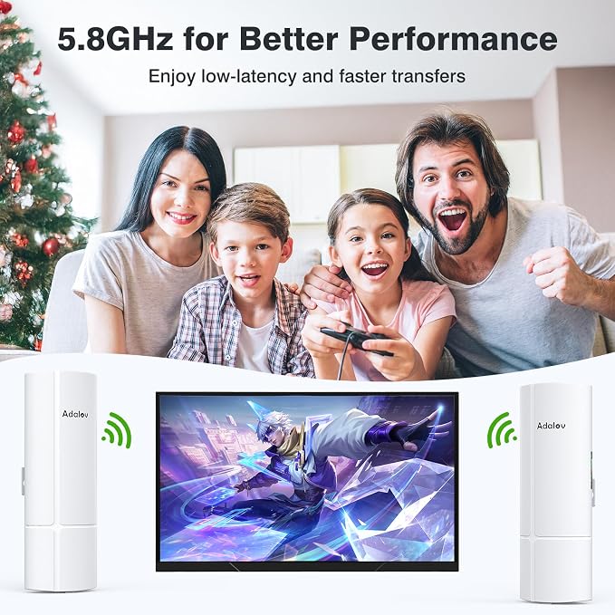 AdaLov 3PCS Wireless Bridge Kit, Gigabit Point to 2 Points Outdoor WiFi Bridges - Image 8