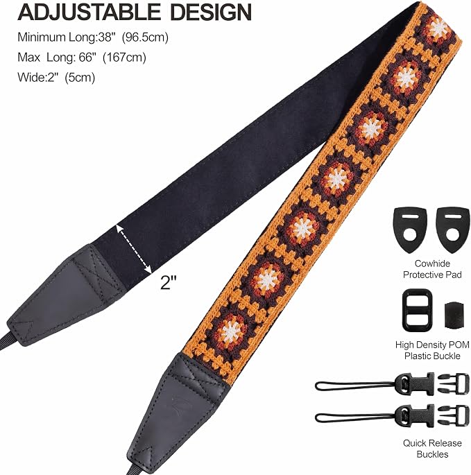 Padwa Lifestyle Yellow Crochet Camera Strap - Image 6