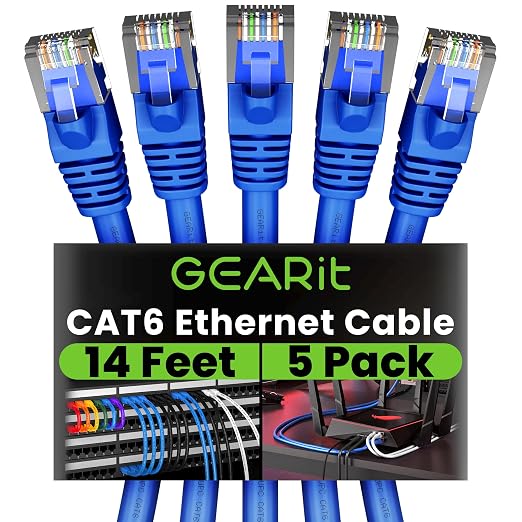 GEARit Cat 6 Ethernet Patch Cable 14 ft Blue by GEARit