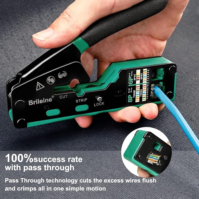 RJ45 Crimp Tool Pass Through Kit Ethernet Crimper Cat5 Cat5e Cat6 Crimping Tool - Image 4