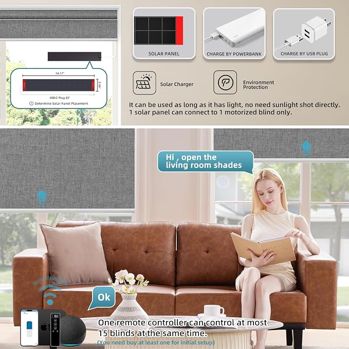 SmartWings Motorized Blinds Dual-Sided Cordless Smart Blackout Shades, Custom - Image 2