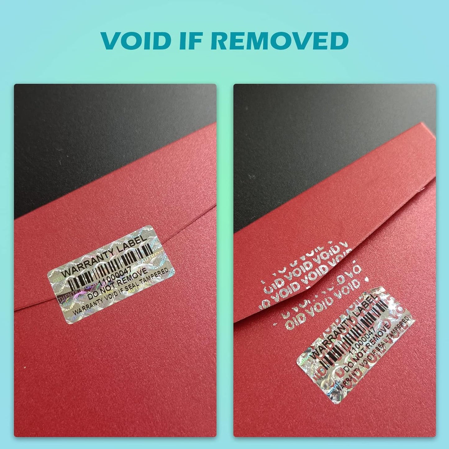 380pcs Tamper Proof Stickers with bar Code Hologram Security Labels Genuine Warranty Seal with Unique Serial Number(1.2 X 0.6 Inch,GQYH)