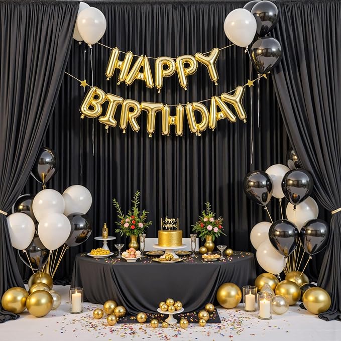 60ft x 12ft Wrinkle Free Black Backdrop Curtains - Image 9