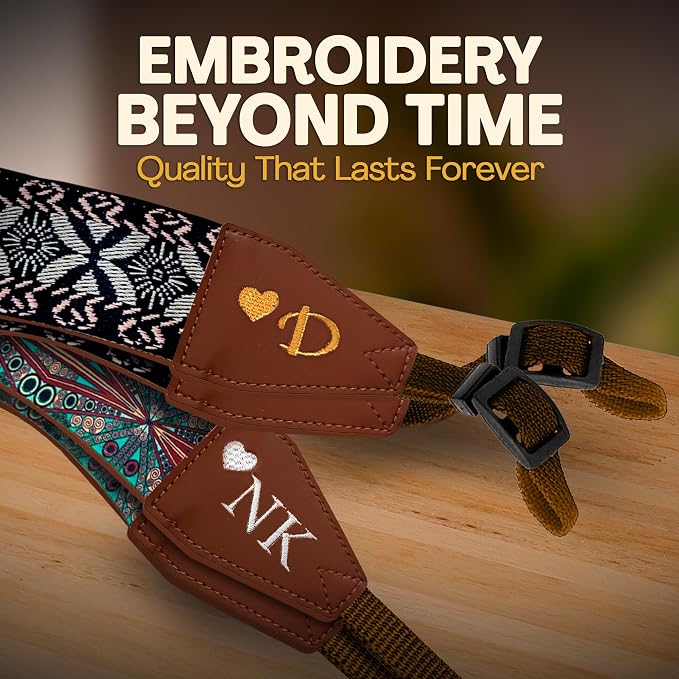 Art Tribute Custom Camera Strap Golden Embroidey - Image 6