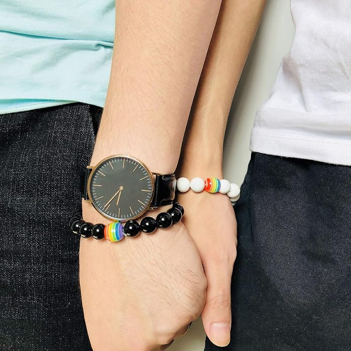 Nanafast Titanium Stainless Steel Rainbow LGBT Pride Bracelet Handmade Braided - Image 8