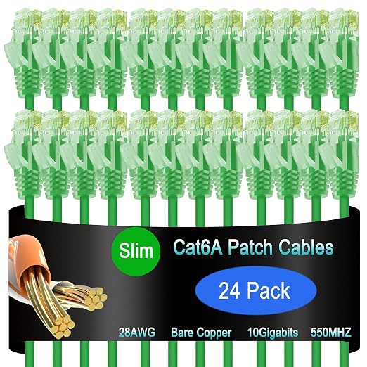 Cat6a Slim Ethernet Patch Cable 1 ft, Cat6a Patch Cable by Lysymixs