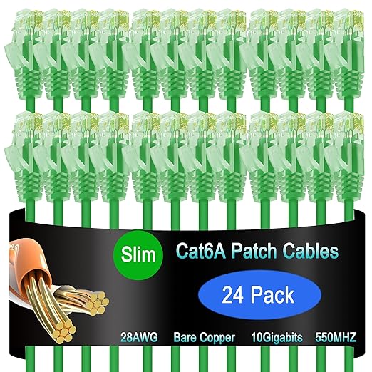 Cat6a Slim Ethernet Patch Cable 3 ft, Cat6a Patch Cable by Lysymixs