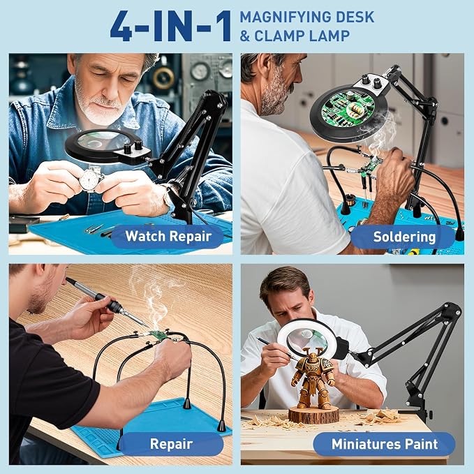 Silicone Mat Helping Hands Soldering Station, 30X/10X Magnifying Glass - Image 8