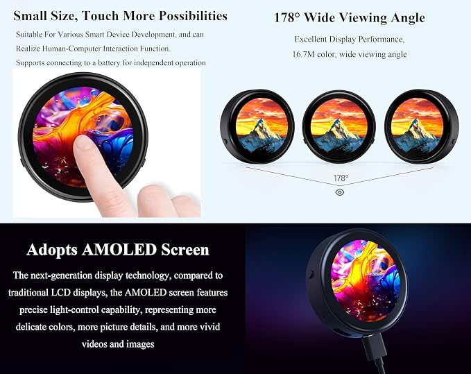 ESP32-C6 1.43inch AMOLED Round Touch Display Development Board, 160MHz RISC-V - Image 5