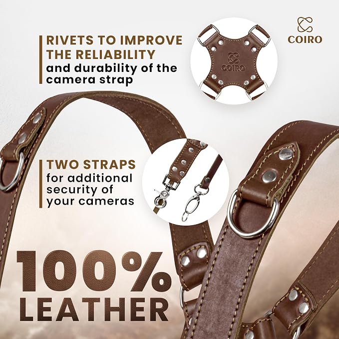C Coiro Dual Camera Harness Shoulder Leather Camera Strap - Image 3