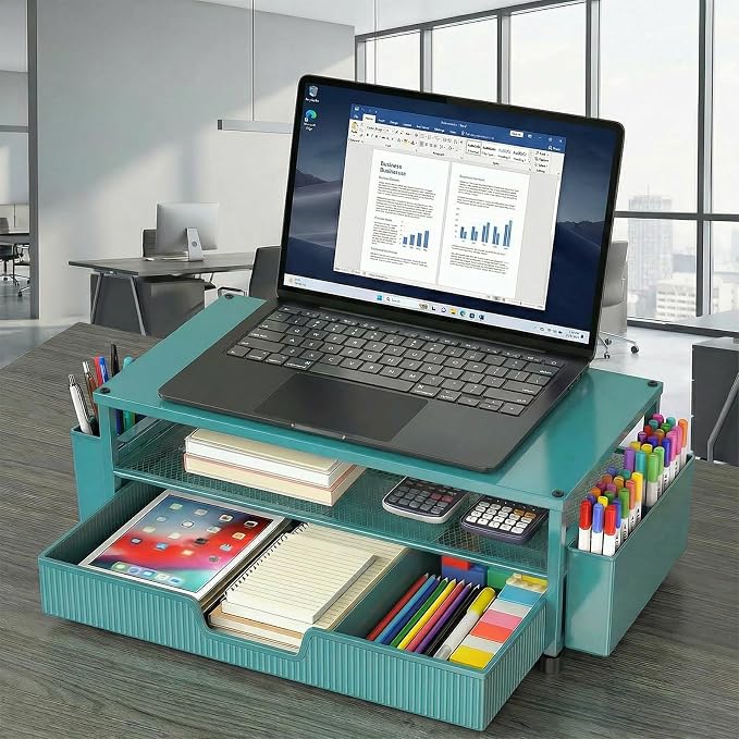 ECOLOVI Desk Organizer and Accessories, 2-Tier Computer Monitor Stand Rise - Image 6