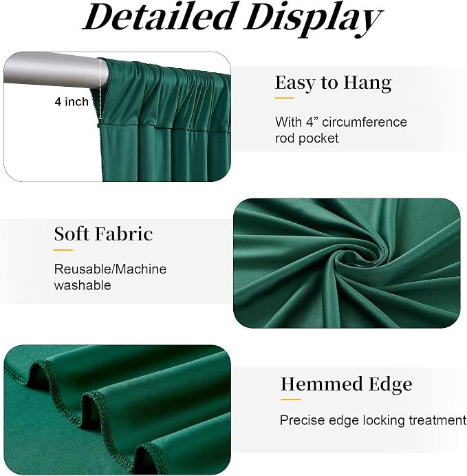 20ft x 12ft Wrinkle Free Hunter Green Backdrop Curtains - Image 5