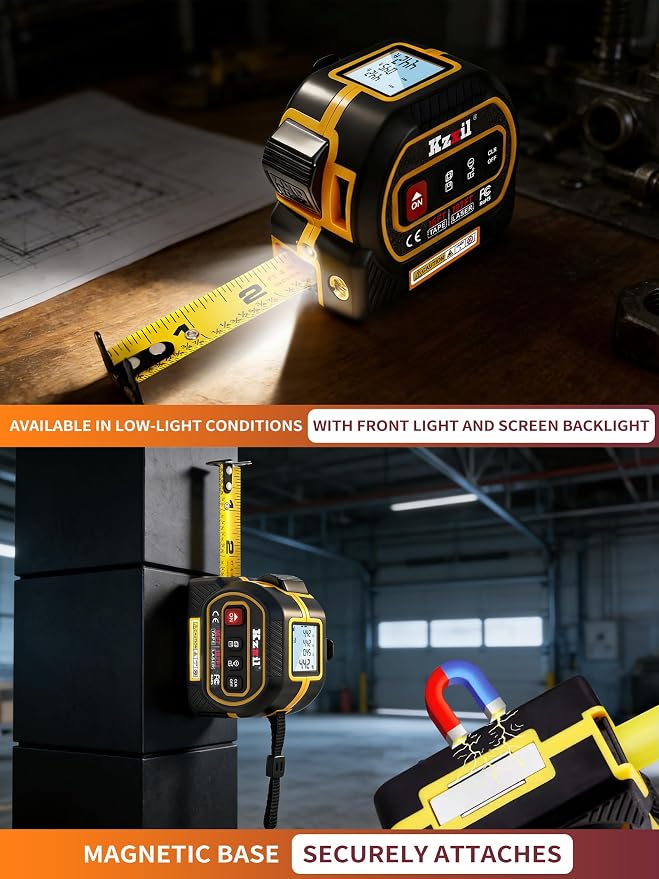 4-in-1 Tape Measure 196ft Laser Tape Measure 16ft Manual Tape - Image 5
