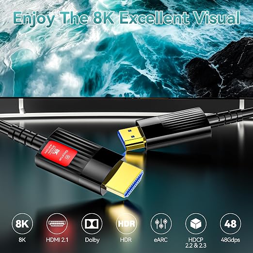 Fiber Optic HDMI Cable 150FT/46M, Long HDMI 2.1 Cable Support 48Gbps High Speed - Image 3