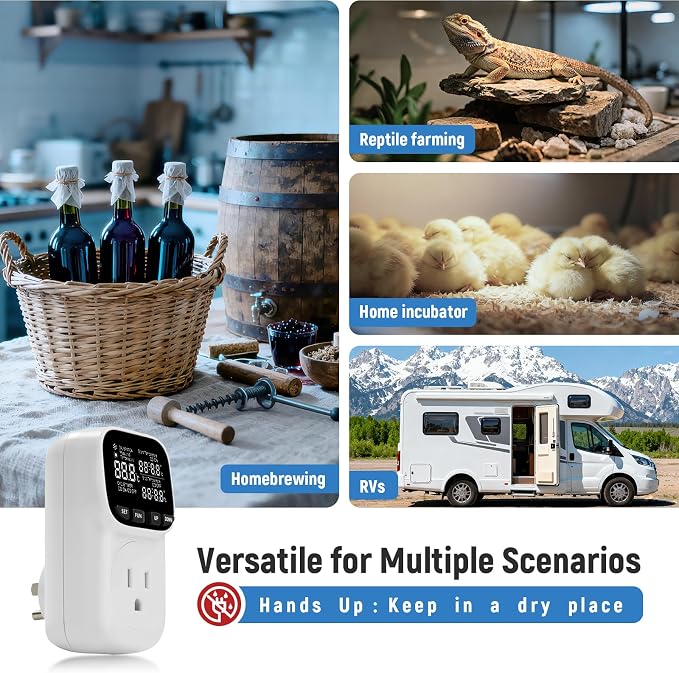 Digital Temperature Controller, 15A/1800W Thermostat Outlet - Image 8