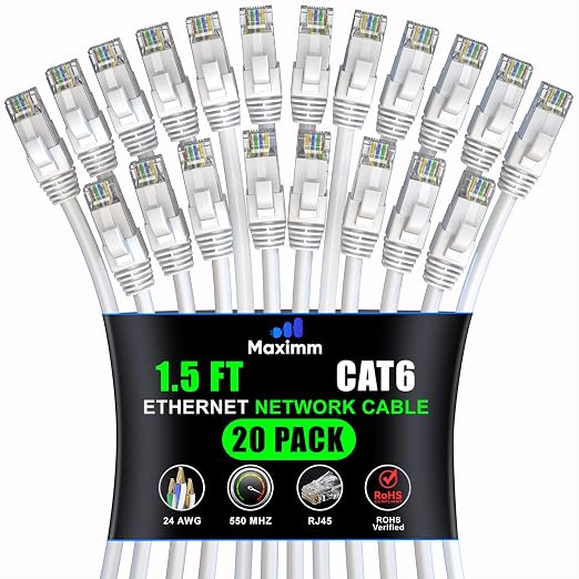 Maximm Cat 6 Ethernet Cable 1.5 ft by MaximmCable