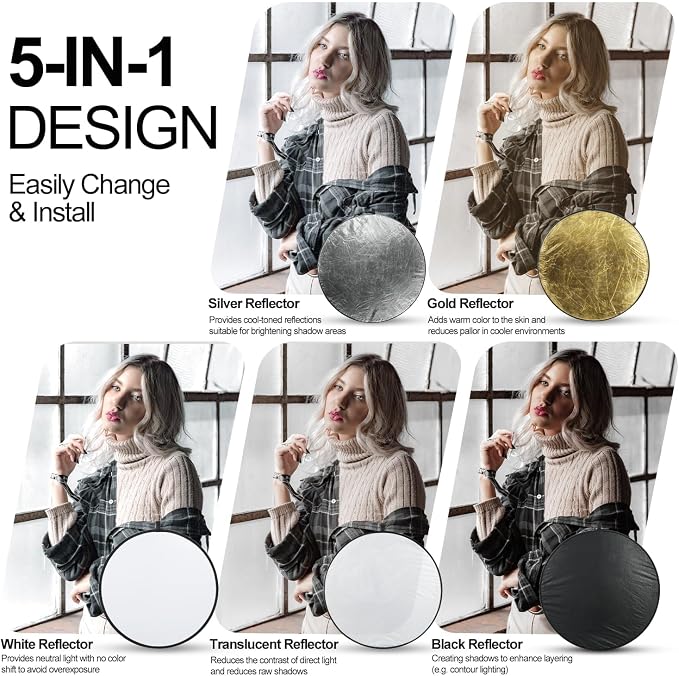 EMART 24'' 5 in 1 Photo Collapsible Photography Reflector - Image 2