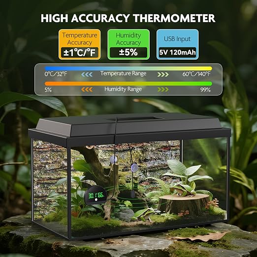 PAIZOO Reptile Thermometer Hygrometer, LED Rechargeable Reptile Tank - Image 5