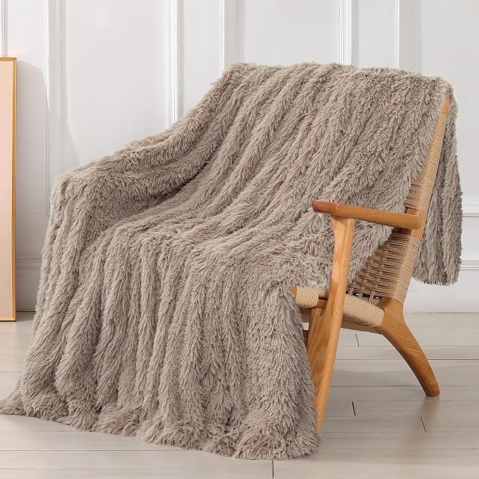 Tuddrom Decorative Extra Soft Faux Fur Throw Blanket 70"x78", Solid Reversible by Tuddrom