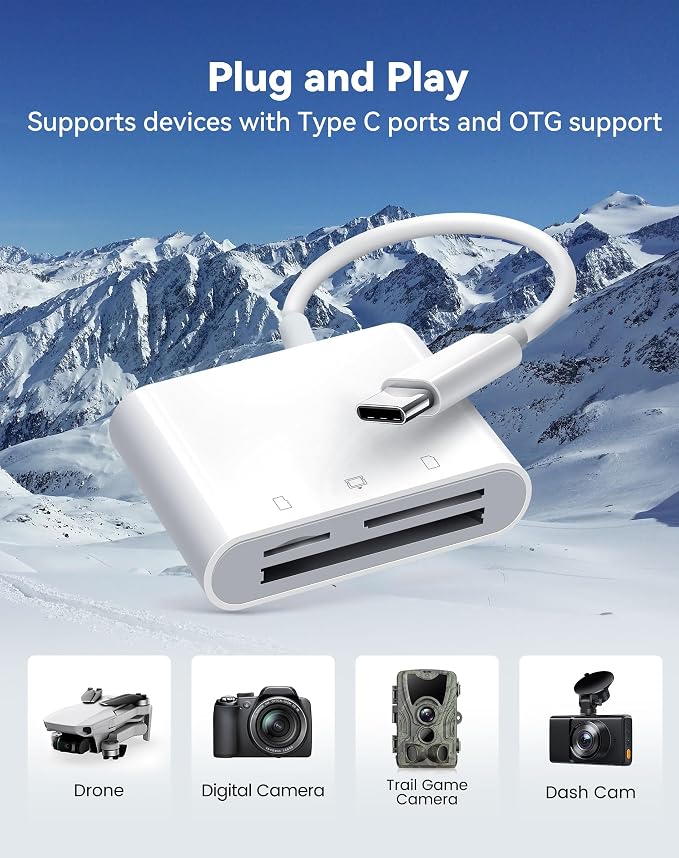 USB C SD Card Reader for 15/iPad/MacBook/iMac, xdgeLoad 3 Slots Type C Reader - Image 5