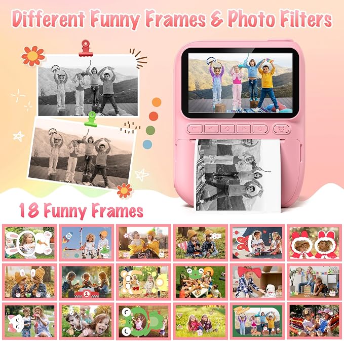 Instant Print Camera for Kids, 3.0" HD 32MP Kids Camera 1080P - Image 5