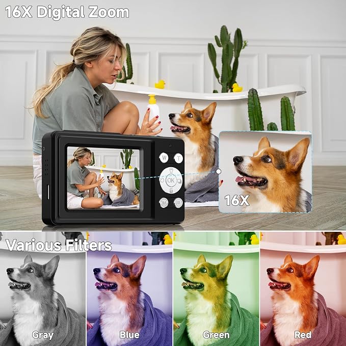 Digital Camera, 56MP 2.7K Dual-Screen Selfie Camera - Image 6