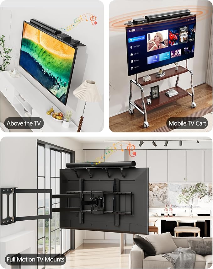 Soundbar Mount, No Drilling Steel TV Top Shelf Fits Most of Sound Bars Up to 15 - Image 5