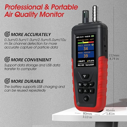 Air Quality Monitor Dust Particle Counter Indoor, Home Air Quality Sensitivity - Image 3