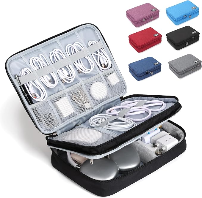 Large Electronic Organizer Travel Case, Double Layer Tech Accessories Bag by Unknown