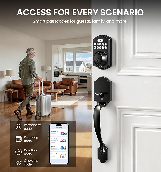 Veise VE012W-H WiFi Smart Front Door Lock Set, Built-in WiFi, App Remote & - Image 5