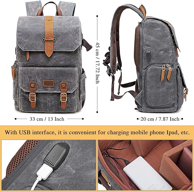 UBAYMAX Camera Backpack, DSLR SLR Waterproof Canvas Camera Bags Rucksack 15.6 - Image 3