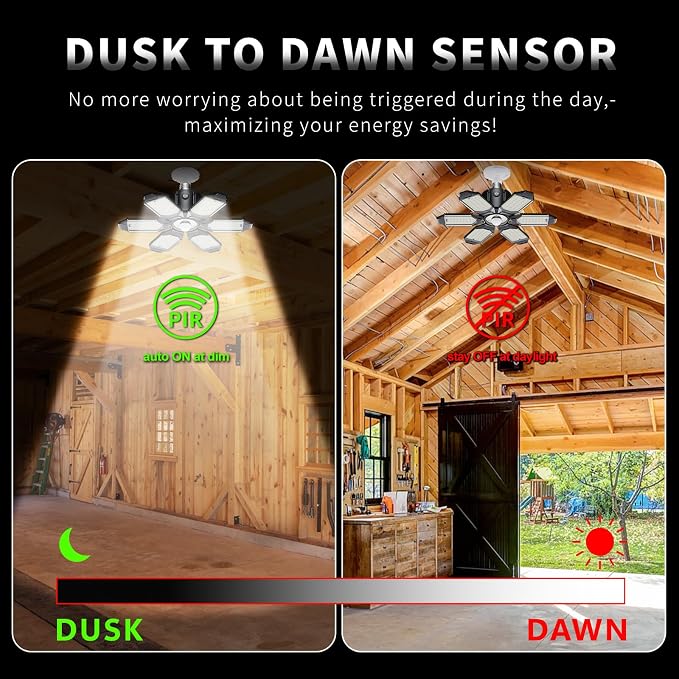 Motion Sensor Garage Light, 20000LM 200W Garage Lights Ceiling Led Motion - Image 3