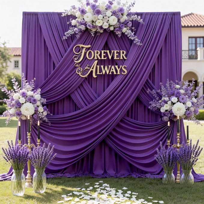 50ft x 12ft Purple Backdrop Curtains by CO-AVE