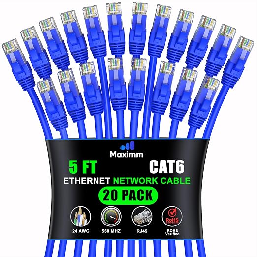 Maximm Cat 6 Ethernet Cable 5 ft by MaximmCable