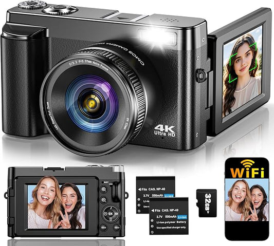 4K Digital Camera for Photography Autofocus, Upgraded 64MP WiFi Vlogging Camera by TEFTYMON