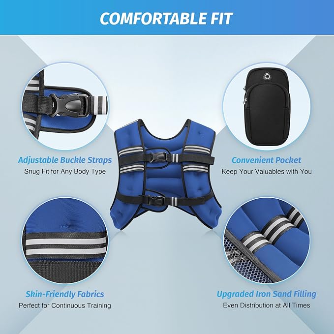 ZELUS Weighted Vest, 6lb/8lb/12lb/16lb/20lb/25lb/30lb Weight Vest - Image 2