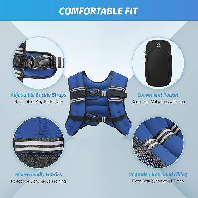 ZELUS Weighted Vest, 6lb/8lb/12lb/16lb/20lb/25lb/30lb Weight Vest - Image 2