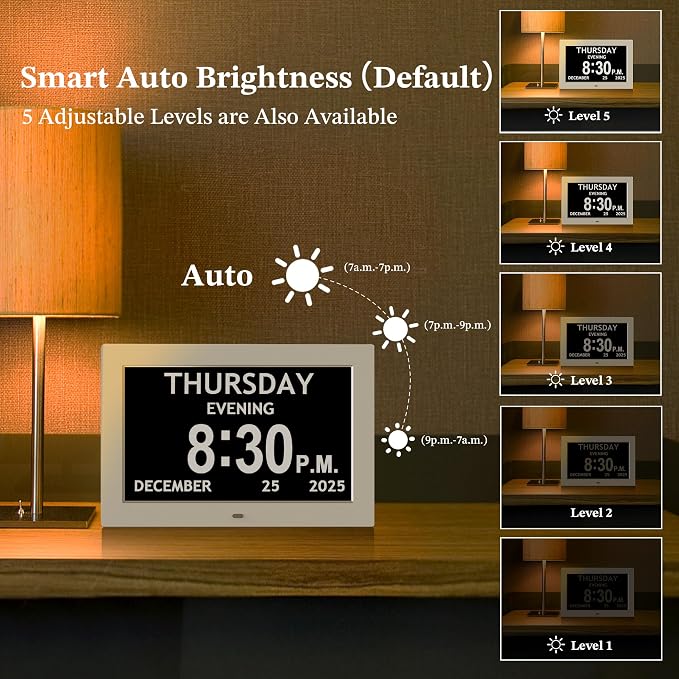10.1'' Extra Large Digital Clock, 1280*800p HD Display, Dementia Clock - Image 5