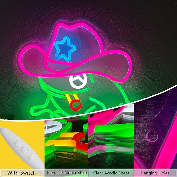 Frog Cowboy Neon Signs, Frog Cowboy Lamp Led Signs Lights Neon Signs - Image 3