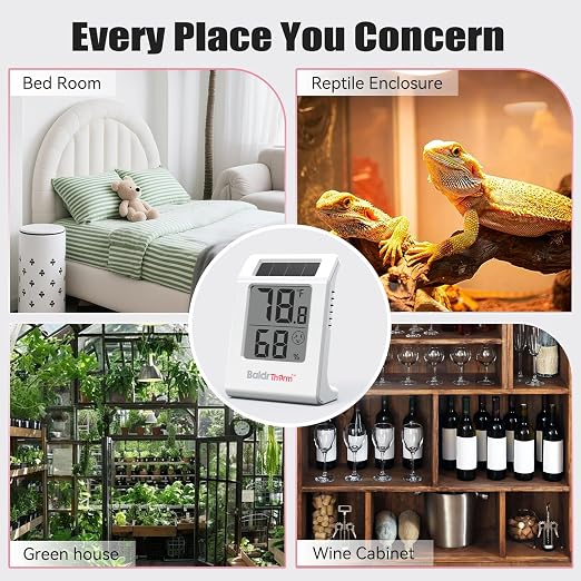 BaldrTherm Humidity Thermometer Meters, Solar-Powered Indoor Temperature Sensor - Image 8